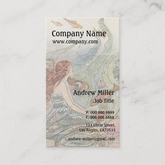 Onder het Zee  zeemeermin Visitekaartje (Voorkant)