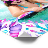 Onder het Zee Zeemeermin Waterverf Lijst Foto Poster (Hoek)