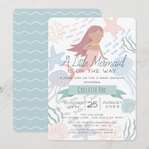 Onder het Zee Zeemeermin Zee Green Baby shower Inv Kaart