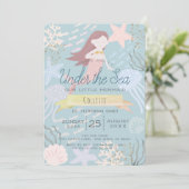 Onder het Zee Zeemeermin Zee Groen 1e Verjaardag Kaart (Staand voorkant)
