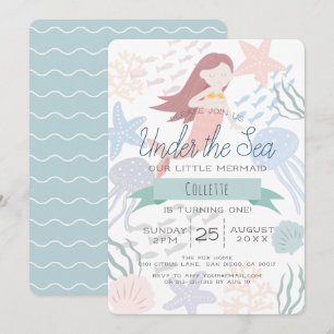 Onder het Zee Zeemeermin Zee Groen 1e Verjaardag Kaart