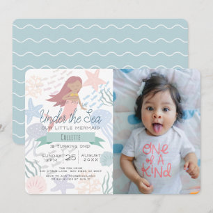 Onder het Zee Zeemeermin Zee Groene Foto 1e Verjaa Kaart