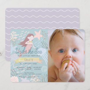 Onder het Zee Zeemeermin Zee Groene Foto 1e Verjaa Kaart