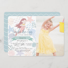 Onder het Zee Zeemeermin Zee Groene Foto Verjaarda Kaart