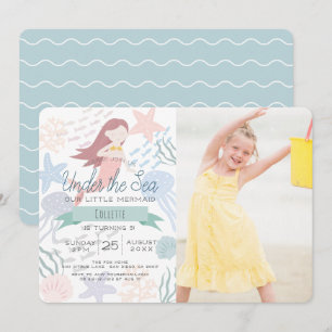 Onder het Zee Zeemeermin Zee Groene Foto Verjaarda Kaart