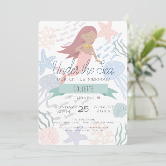 Onder het Zee Zeemeermin Zee Groene Verjaardagsuit Kaart (Staand voorkant)
