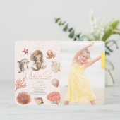 Onder het Zee Zeemeermin Zee Roze Verjaardagsfoto Kaart (Staand voorkant)