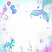 Onder het Zee Zeemeermin & Zee Schildpad Verjaarda Kaart