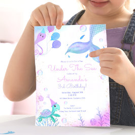 Onder het Zee Zeemeermin & Zee Schildpad Verjaarda Kaart