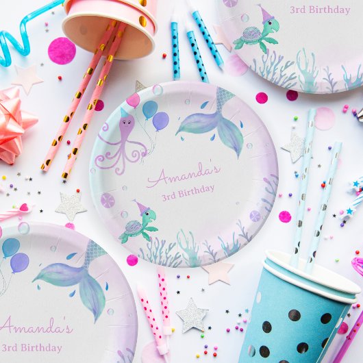 Onder het Zee Zeemeermin & Zee Schildpad Verjaarda Papieren Bordje