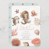 Onder het Zee Zeemeermin Zee Waterverf Verjaardag Kaart (Voorkant / Achterkant)