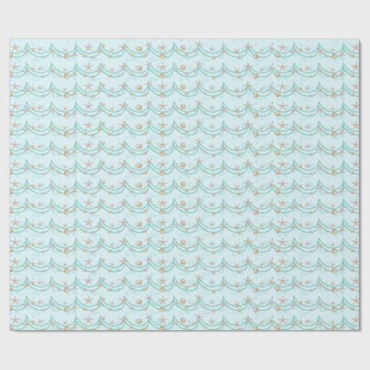 Onder het Zee Zeemeermin | Zeeschelp en Parelschel Cadeaupapier (Vlak)