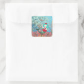 Onder het Zee zeemeermin zingen tropisch koraalrif Vierkante Sticker (Tas)