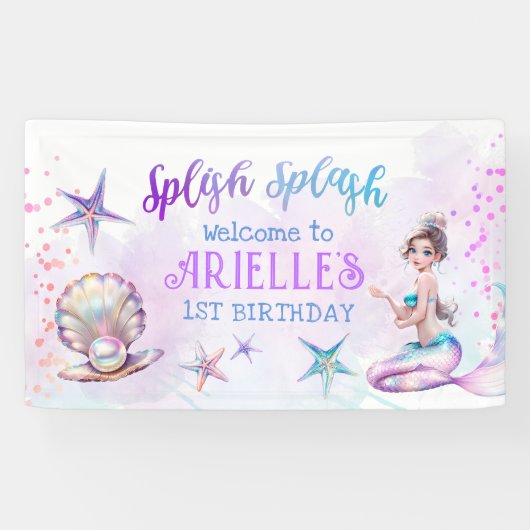 Onder het Zee Zeemeermin Zwembad Party Meisje Verj Spandoek (Horizontaal)