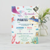 Onder het Zee Zeemeerminnen en Piraten Verjaardag Kaart (Staand voorkant)