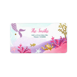 Onder het Zee Zeemeerminnende Adresetiketten Roze Etiket