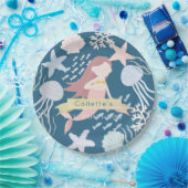 Onder het Zee Zeemeerminnende marineblauw Papieren Bordje (Feest)
