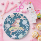 Onder het Zee Zeemeerminnende marineblauw Papieren Bordje (Feest)