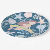 Onder het Zee Zeemeerminnende marineblauw Papieren Bordje (Gekanteld)