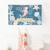 Onder het Zee Zeemeerminnende marineblauw-vogelban Spandoek (Insitu)