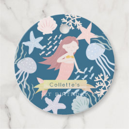 Onder het Zee Zeemeerminnende marineblauw-vogelvla Bedankjes Labels