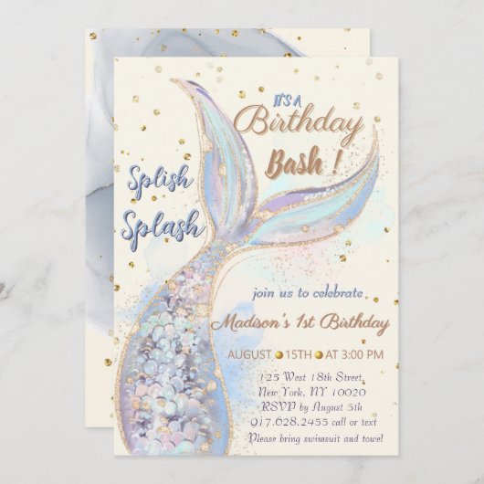 Onder Het Zee Zeemeerminverjaardag Kaart (Voorkant / Achterkant)