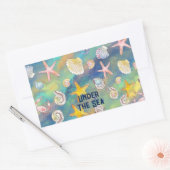Onder het Zee zeesterschelp krab aqua blauw Rechthoekige Sticker (Envelop)