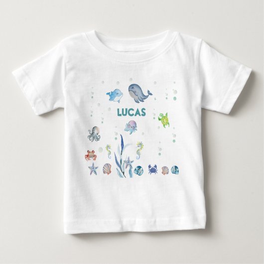 Onder het zee zit een jongen baby shower (Voorkant)