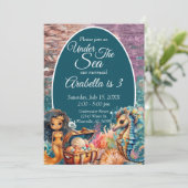 Onder het Zee Zwarte Zeemeermin Verjaardag Kaart (Staand voorkant)