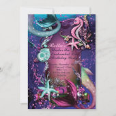 Onder het Zee Zwemmen Verjaardagsfeestuitnodiginge Kaart (Voorkant)