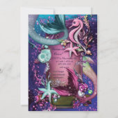 Onder het Zee Zwemmen Verjaardagsfeestuitnodiginge Kaart (Achterkant)