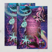 Onder het Zee Zwemmen Verjaardagsfeestuitnodiginge Kaart (Voorkant / Achterkant)