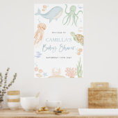 Onder het Zeeen Baby shower 24x36" Welkomstbord Poster (Keuken)