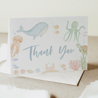Onder het Zeeen Baby shower bedankje gevouwen Kaart