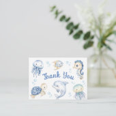 Onder het Zeeen Baby shower Flat Thank You Card Informatiekaartje (Staand voorkant)