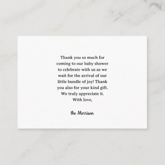 Onder het Zeeen Baby shower Flat Thank You Card Informatiekaartje (Achterkant)