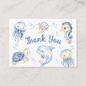 Onder het Zeeen Baby shower Flat Thank You Card Informatiekaartje (Voorkant)