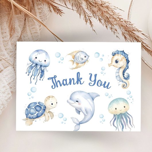 Onder het Zeeen Baby shower Flat Thank You Card Informatiekaartje