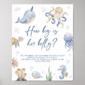 Onder het Zeeen Baby shower Hoe groot buikteken Poster (Voorkant)