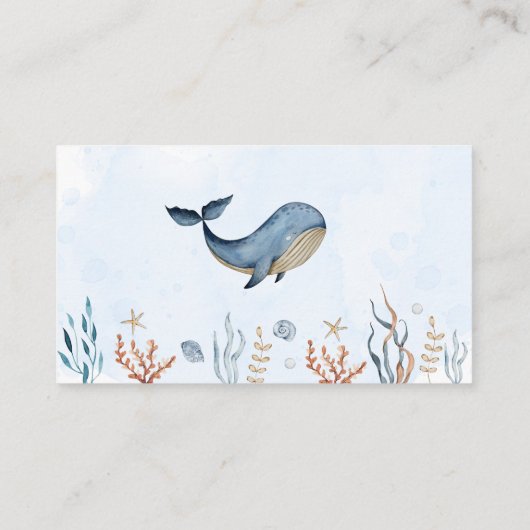 Onder het zeeen Baby shower Luierkrabbel Informatiekaartje (Achterkant)