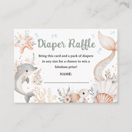Onder het Zeeen Baby shower Pink Ocean Diaper Raff Informatiekaartje (Voorkant)