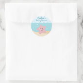 Onder het Zeeen Baby shower Ronde Sticker blauw-gr (Tas)