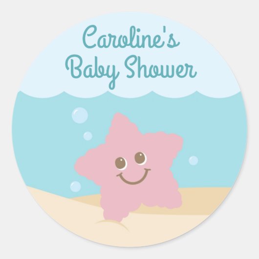 Onder het Zeeen Baby shower Ronde Sticker blauw-gr (Voorkant)