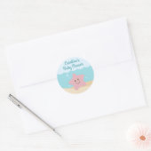 Onder het Zeeen Baby shower Ronde Sticker blauw-gr (Envelop)