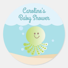 Onder het Zeeen Baby shower Ronde Sticker blauw-gr