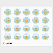 Onder het Zeeen Baby shower Ronde Sticker blauw-gr (Vel)
