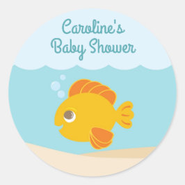 Onder het Zeeen Baby shower Ronde Sticker blauw-gr