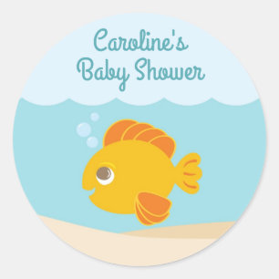 Onder het Zeeen Baby shower Ronde Sticker blauw-gr