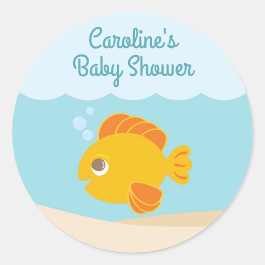 Onder het Zeeen Baby shower Ronde Sticker blauw-gr (Voorkant)