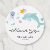 Onder het Zeeen Dolfijn Baby shower Dank u Bedankjes Labels (Voorkant)